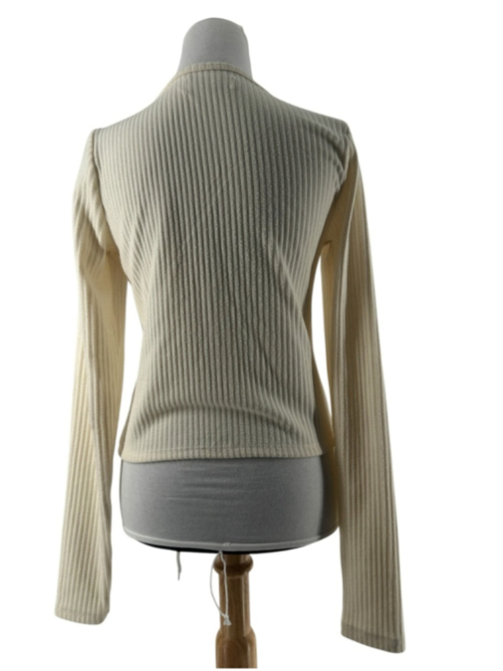 Hollister Cream Ribbed cardigan Long Sleeve y2k 90's sz m - Picture 4 of 6